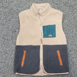 Class Club Cream and Gray Kids Vest with Teal Pocket